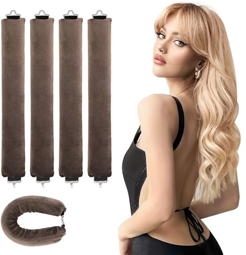 4pcs Hair Rollers,Heatless Blowout Hair Curlers for Long Hair,No Heat Curls to Sleep for Curl Rods,Heatless Curling Rod for All Hair Types,Lazy Curlers DIY Hair Styling Tools