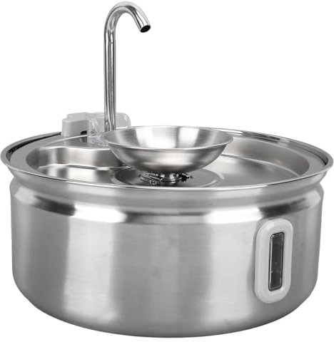 Fuente de Agua para Gatos, 3.2L Bebedero de Acero Inoxidable Bebedero de Circulación Automática para Perros Bebedero Silencioso para Gatos, Perros, Múltiples Mascotas