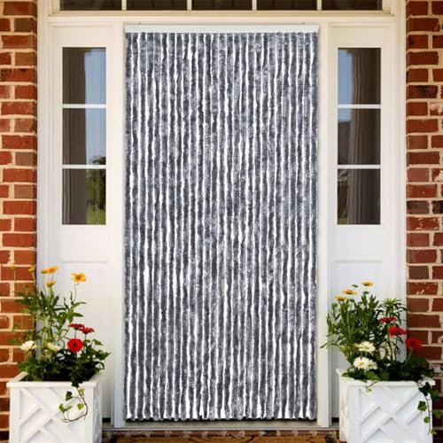 qohoio Insektenschutz-Vorhang Silbern 120x220 cm Chenille Insektenschutz BalkontüR Fliegenvorhang TüR TüRvorhang Insektenschutz