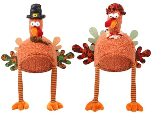 Truthahnhut 2 Stück Lustige Mütze Erwachsene Plüsch Weihnachtsmütze Tiermütze Witzige Mütze Neuartige Mütze Hühnermütze für Erwachsene Thanksgiving Weihnachtsfeier Cosplay Karneval