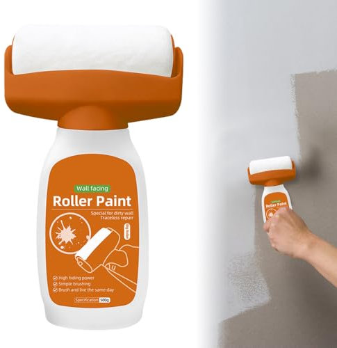 KUWUNG Rodillo Reparación de Pared con Pintura, Roller Paint con 500g Pasta Reparadora de Paredes, Rodillo de Reparación de Paredes para Graffiti, Arañazos, Manchas, Grietas y Paredes Dañadas