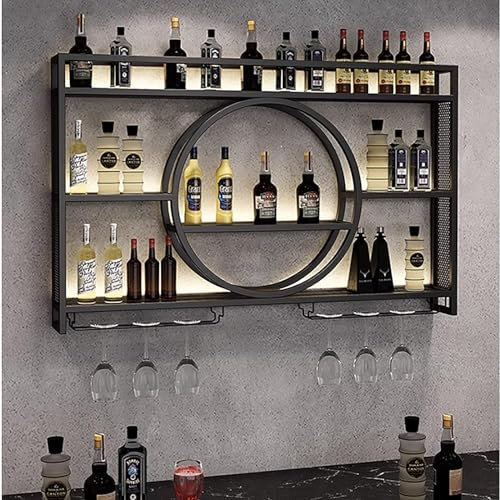 ZHFASDS Casier à Vin Mural en MéTal，Porte-Bouteilles Muraux Industriels Casier à Vin en MéTal éTagèRes Polyvalentes en MéTal Casier Industriel Bar éTagèRe à Vin en Fer(Size:120cm,Color:Noir)