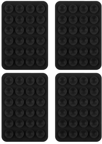 4-Pack Silicone Suction Phone Mount - Non-Slip Fidget Mirror Holder for Selfies (Black)