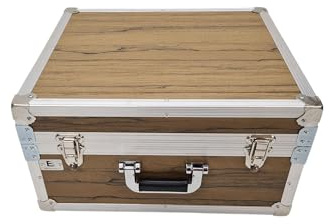 Luxus Flightcase für Steirische Harmonika 4-reihig – Rustikaler Koffer mit massivem Holz, aluverstärkten Kanten, Metallschutzecken, weinrotem Plüsch, abschließbar & stabil