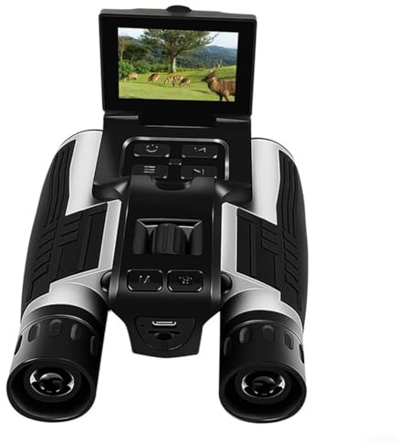 Feeshoppher Binocolo digitale fotocamera schermo LCD da 2,4 pollici ingrandimento 12x registrazione video 2,5 K bird watching escursionismo portatile dispositivo di visualizzazione all'aperto con zoom