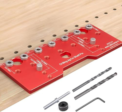 Gabarit de Perçage pour Étagères – 1/4 Pouce – Modèle de Perçage en Aluminium pour Trous Droits – Outil de Menuiserie et Ébénisterie pour Étagères et Meubles
