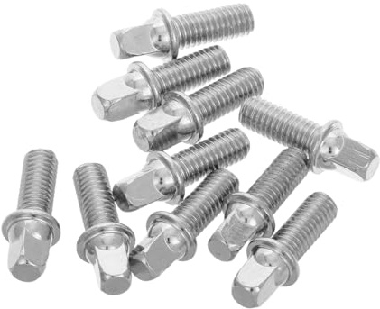 Trommelschrauben M6x15mm für Schlagzeughardware Silber | Eisen, Versilbert, 10 Stück, für Trommelmontage, Passend für Schlagzeugsets und Steel Drums