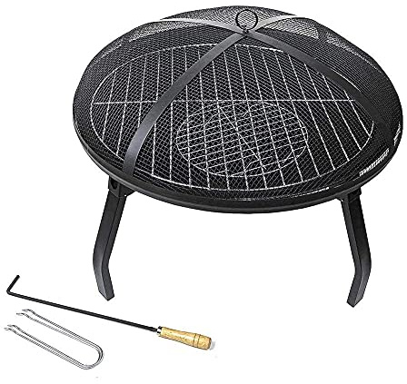 ZJFHEYUO Braciere da Giardino in Metallo per Esterni con Barbecue, griglia riscaldante, braciere in Metallo Nero per Barbecue da Giardino, Decorazione per Patio, Stufa per bracier