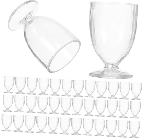 LOLIPPYY 50 Pezzi Mini Boccale in Plastica Trasparente Decorativo delle Bicchieri Rigidi per Feste Compleanni Barbecue e Picnic Design e Resistente