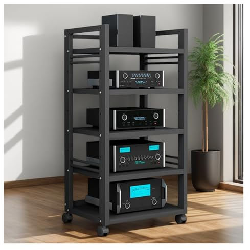 Estante ajustable para AV, gabinete de almacenamiento de medios contemporáneo, elegante mueble de cine en casa, reproductor de discos versátil y estante AV para un entretenimiento óptimo en el hogar