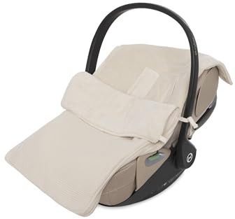 Jollein Sacco a pelo per passeggino Basic Knit – Oatmeal – Per seggiolini auto per neonati, seggiolini auto Gruppo 0+ e passeggini – Per cinture a 3 e 5 punti – Motivo a maglia e fodera in pile