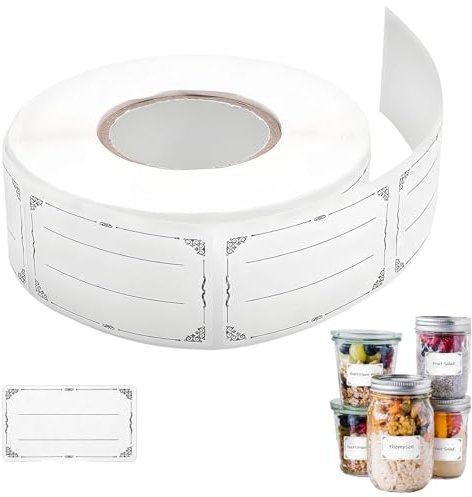 600 Stück Etiketten Selbstklebend,30x50mm Etiketten Marmeladengläser,Etiketten zum Beschriften,Klebeetiketten zum Beschriften Marmeladen - für Gläser,Marmelade,Flaschen,Tüten Aufklebe