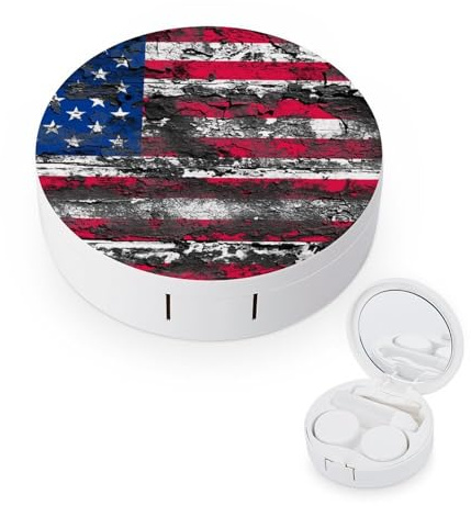 fkgvwo Contact Lens Case American Flag Contact Lens Box Travel Kit Portable for Travel & Home
