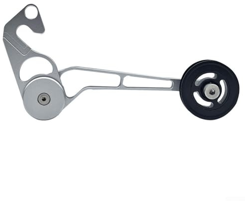 Honseadek Tensor de cadena de una sola velocidad para bicicletas plegables Cline Plus Pline compatible con sistemas de 3, 4, 5, 6 o 7 velocidades, fácil de transportar un aluminio (negro plateado)