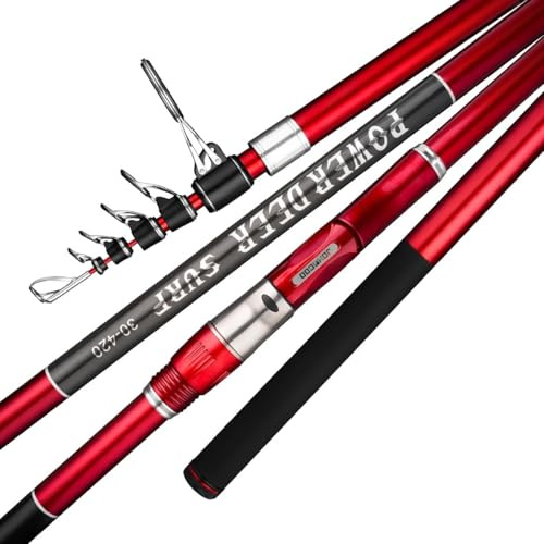 Angelrute,Teleskopruten Karpfenrute Teleskop Surf Angelruten 4,2 M,5 60-120g 30T Carbon Surfcasting Shore Angelrute(4.5m)