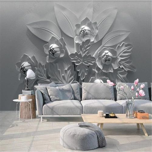 Tzxztt Abstrait Tridimensionnel Relief Plâtre Plantes Fleurs Papier Peint 3E Moderne Soie Texturée Haut De Gamme IdéAl Pour Le Salon Et La Chambre à Coucher-430cm×300cm