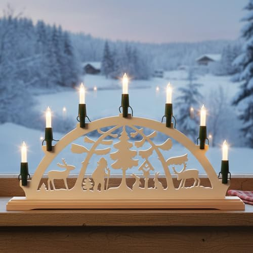 CLGarden Original NARVA Schwibbogenkette 7fl. Minischaftkerzen Ersatz Lichterkette für Schwibbogen Kleinschaftkerzen warmweiße Beleuchtung inkl. 2 Ersatz Glühbirnen