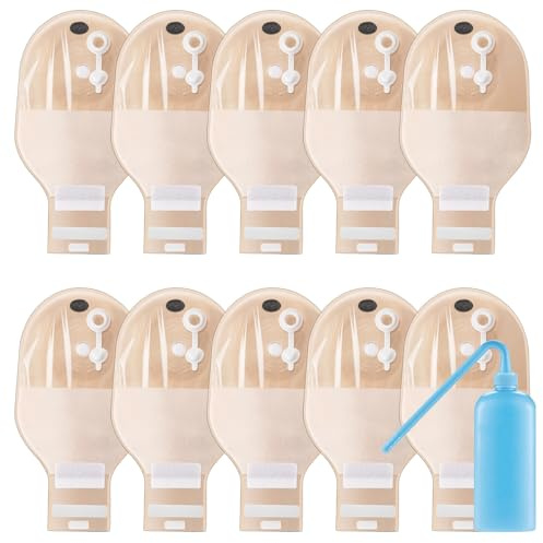 10er-Pack Stomabeutel, Einteilige Kolostomiebeutel, 25-60 mm Urostomiebeutel mit Verschluss und Sichtfenster, Individuell Zuschneidbar