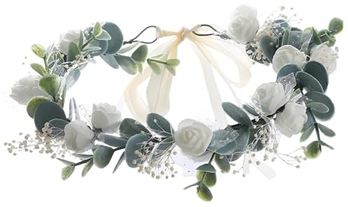 Luxorium Diadema flores niña ajustable para comunión y bodas, delicada corona floral para ocasiones festivas