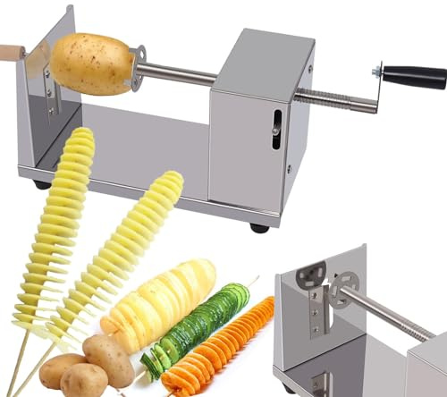 Gekufa Spiralschneider Kartoffel, Edelstahl Gemüse Schneider mit Wiederverwendbaren Edelstahl-Spießen, Tornado Kartoffelspiralenschneider für Spiralkartoffeln, Pommes und BBQ-Gemüse