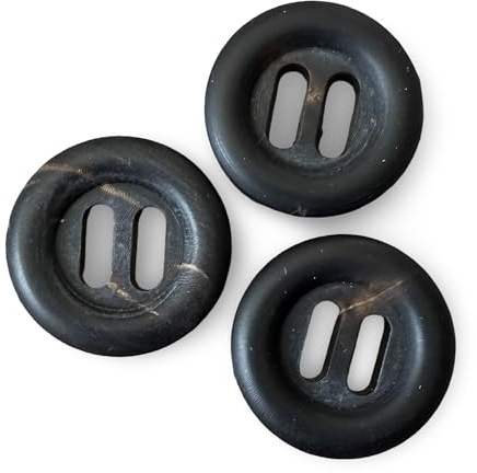 Echt Horn Knöpfe 20mm oder 22mm - 6er Set - Runde 2-Loch Hornknöpfe schwarz braun - Nähknöpfe für Lederhose, Tracht & DIY (22mm)