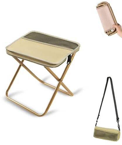 Generico Sgabello pieghevole da zaino, mini sgabello pieghevole da esterno con borsa per il trasporto, sedia portatile Slacker, portata fino a 120 kg per pesca, viaggi, picnic e campeggio (A, L)