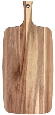 Tabla para Cortar Picar y Servir de Madera de acacia con asa XL, 55x26x1.5cm Barbacoa Plato de Aperitivos para charcutería, quesos, Aceitunas.