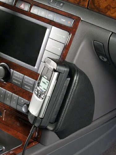 KUDA Handyhalterung passend für VW Phaeton ab 05/2002 - Telefonkonsole für Smartphones, Handy, Navi und mehr - Kunstlederkonsole, schwarz, 096635