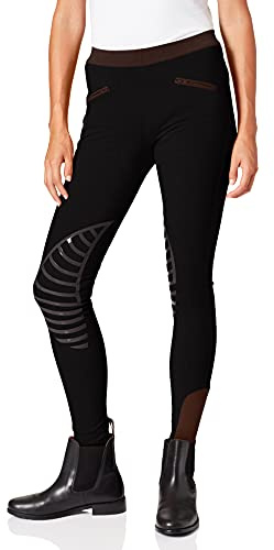HKM 9228 Leggings d'Équitation Starlight, Genouillères en Silicone Filles, Noir/Marron, 158/164