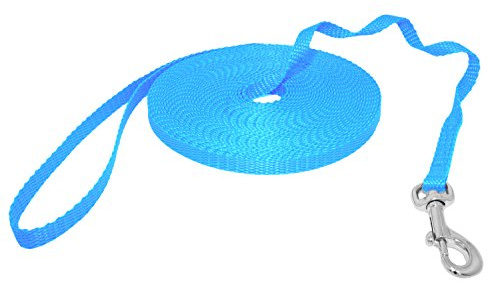 Hunde Design Mini Schleppleine Feldleine Ausbildungsleine Suchleine (50m, Hellblau)