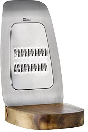AdHoc GG14 Julienne-Reibe für Käse und Gemüse mit Holzständer VERDURA, Edelstahl/Akazienholz