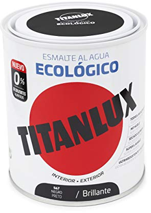 Titanlux Ecológico Esmalte al agua mulisuperficie Brillante Negro 250 ml