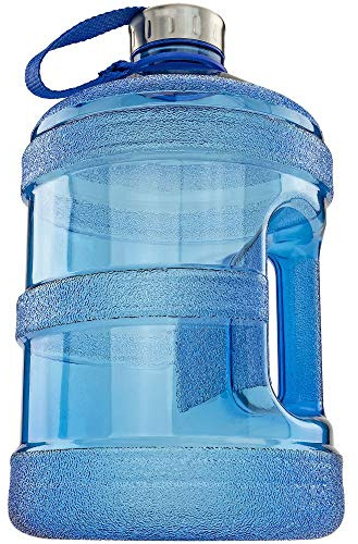 Southern Homewares SH-10323 1 Gallon BPA Free Plastic Water Bottle for Cold Liquids With Attached Leak Proof Screw Lid-For Gym Office Daily Use, Blue, One Size