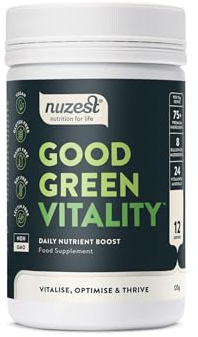 Greens Powder by Nuzest – Good Green Vitality – Filled with Vitamins, Minerals & Superfoods – Vegan Multivitamin Greens Drink - Gluten Free - Dairy Free - 120g - 10 Servings