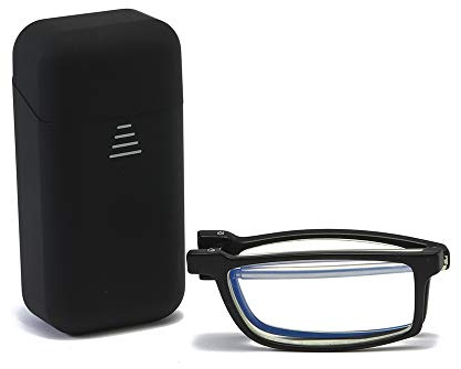 KoKoBin Faltbare anti-blaue Lesebrille Sehnhilfe für Damen und Herren Lesehilfe mit Hartschalen-Etui zusammenklappbar Lesebrillen(Schwarz，+1.5)