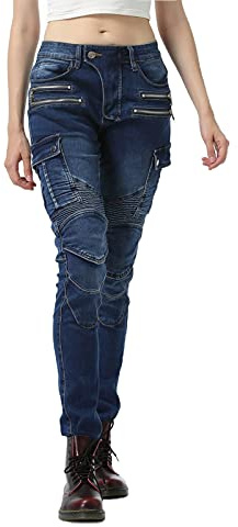 GEBIN Damen Motorradhose Motorrad Jeans Biker Trousers Motorrad Hose Fahrrad Riding Schutzhose, 4 x Schutz Ausrüstung