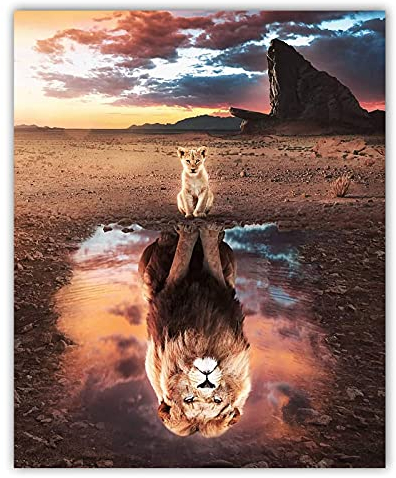 YAOYIN Diamond Painting, Diamond Painting Erwachsene Kinder 5D Diamant Painting Bilder Erwachsene, DIY Diamond Painting Set Erwachsene Kinder Tiere Löwe für Home Wand Büro Décor(30 * 40cm)