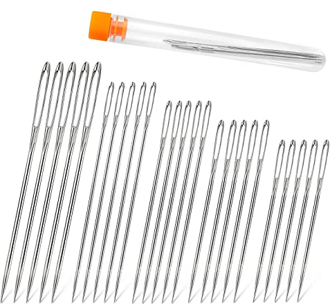 Agujas de coser con ojal grande, 25 agujas grandes, agujas con ojal grande, juego de agujas de bordar, agujas de bordado con ojal grande, agujas de coser a mano, agujas de coser a mano, agujas de