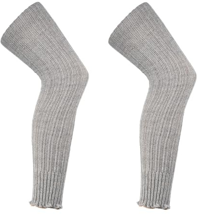 Lange Beinstulpen, natürliche AlpakaWolle, für Damen, über dem Knie, Mischung aus Lammwolle und Alpakawolle, gerippte Beinstulpen, Knöchelstulpen – Einheitsgröße, luxuriöse Winterschicht für Beine,