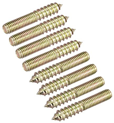 sourcing map M10x60mm Hanger Bolts, 8pcs Double Ended Thread Dowel Screws for Wood Furniture