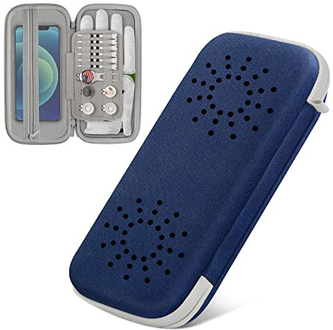 douper Golf Accessories Holder, Gloves Case, Gift for Men Women Golfers | Gloves Divider & Airflow Holes, Elastic Storage Slots for Tees Divot Tools & Ball Markers, Portable Case with Clip, Blue