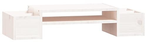 vidaXL Monitorständer Schreibtischaufsatz Monitorerhöhung Bildschirm Aufsatz Bildschirmerhöhung Bildschirmständer Weiß 70x27,5x15cm Massivholz Kiefer