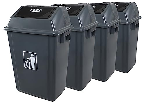 Vcansay 13 Gallon Trash Can with Swing Lid (4-Pack) – Durable Commercial Plastic Garbage Bin, Removable Top for Easy Clean, Kitchen & Office Waste Container