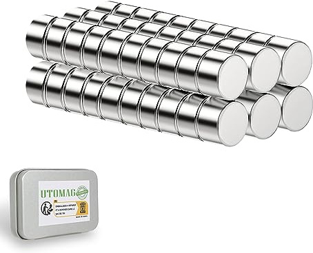 UTOMAG 60 Pièces Petits Aimants Puissants en Néodyme 5x3mm | Mini Disque Argenté, Magnets Ronds pour Modélisme, Réfrigérateur, Photos, Artisanat, Bricolage et Cartes