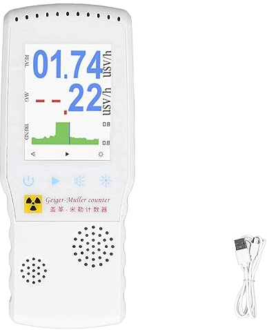 Tester per Radiazioni Nucleari Domestiche, Contatore Geiger con Ricarica USB, Rilevatore di Radiazioni Nucleari Portatile con Schermo LCD Grande, Rilevatore di Allarme Radiazioni Digitali per Apparecc