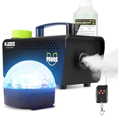 Fuzzix F500S, Nebelmaschine Mini, Party Set mit LED Jellyball und 1L Nebelfluid, 500 Watt Rauchmaschine, Fog Maschine, Smoke Machine für Hochzeiten, Nebelmaschine Hallowee Party, DJ