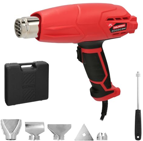 WOLFPACK LINEA PROFESIONAL Pistola Aire Caliente 2000 Watt. 2 Potencias Con Accesorios. Decapador, Pistola Decapar Aire Caliente