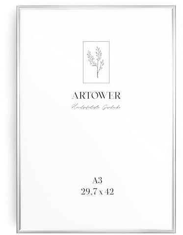Artower® Cornice Foto in Alluminio Argento A3 30x42 cm | Cornice DIN A3 Grande per Foto, Disegni per Bambini, Diplomi e Poster | Decorazione da Parete per Soggiorno, Camera da Letto e Casa