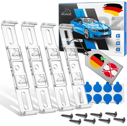 ROADZ® Portatarga senza cornice – [invisibile & legal] – fusibile per tenuta bomba – Set per 2 targhe – senza pubblicità – portatarga – portatarga senza cornice