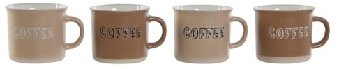 Home ESPRIT Kaffeebecher Set Braun Steingut 4-teilig 180ml